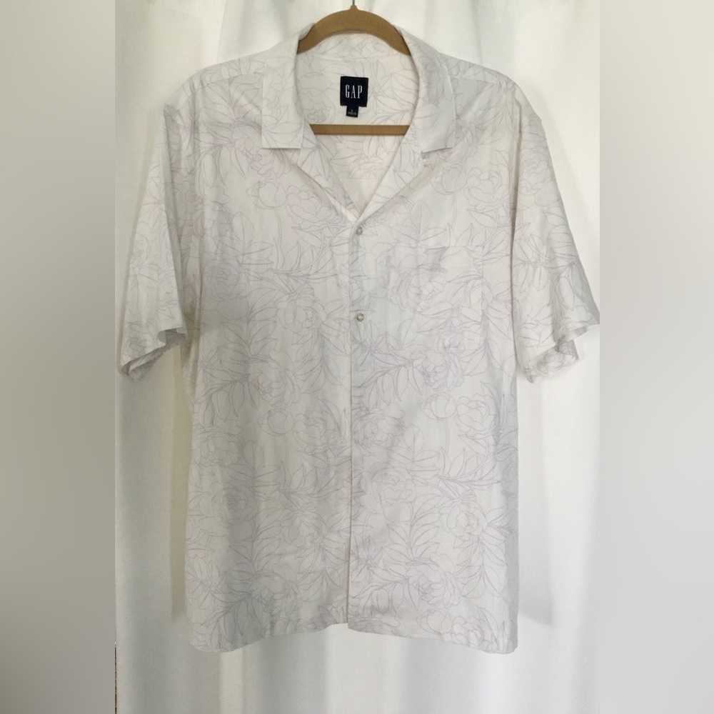 Gap Mens Linen Blend Short Sleeve Relaxed Fit Shirt Large NWT